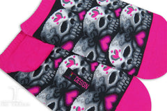 Skull Ankles Love Heart Skull Pink