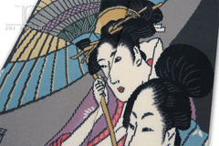 Japanese Masterpiece -Geisha and Attendant on a Rainy Night